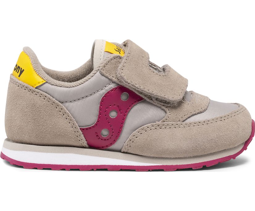 Kids\' Saucony Baby Jazz Hook & Loop Sneakers Grey / Burgundy | Singapore 729QMAZ